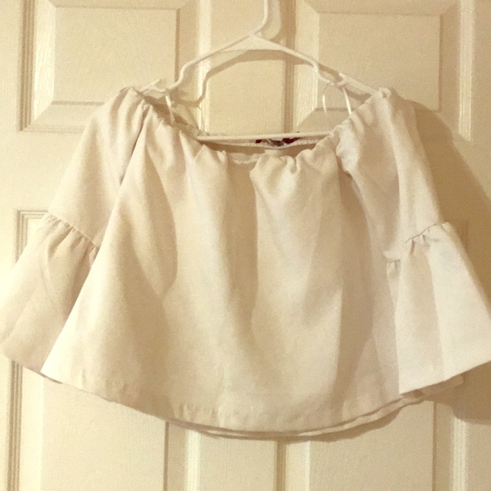 Off the shoulder white top